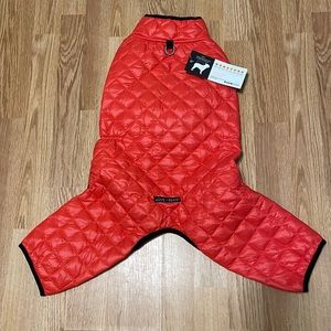 LOVE THY BEAST Chili Red Quilted Puffer Snowsuit/Quilted Puffer Body Suit